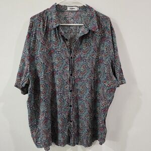 Vatpave Mens Button Up Shirt Size‎ XXL Paisley Floral Print